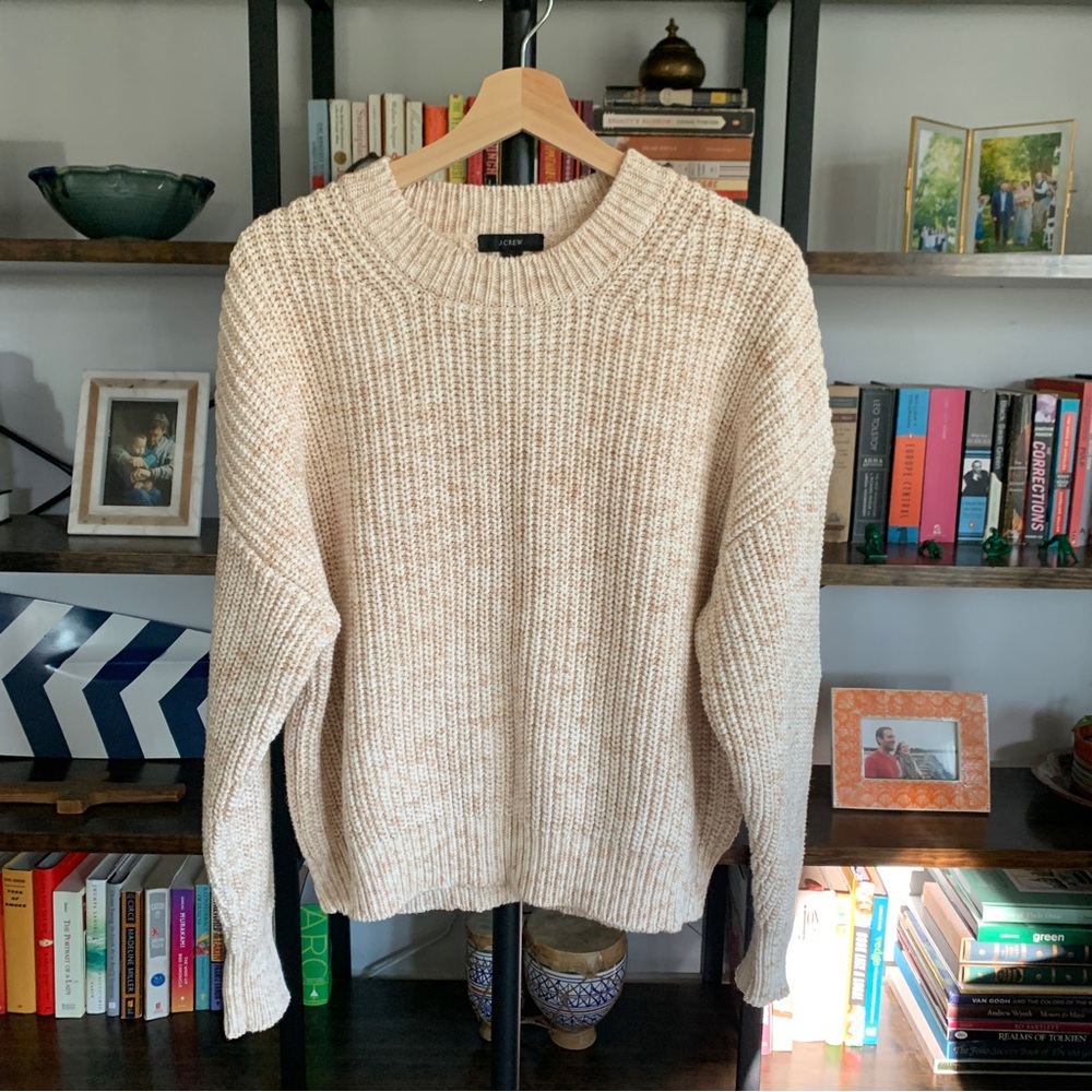 J. Crew • tan heathered crew neck sweater
